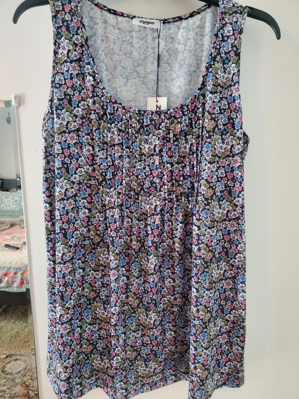 zeagoo Floral Print Sleeveless Tank Top in Black, Pink, Blue